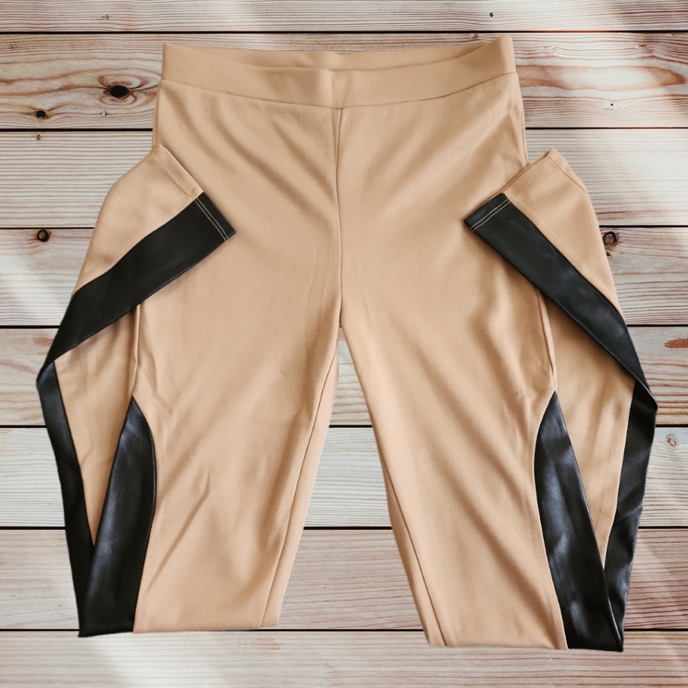NWOT Faux leather patch leggings
